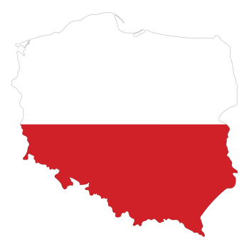 Map of Poland with Poland national flag png