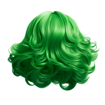 Trendy long hairs green colors realistic 3d Ai Generative png