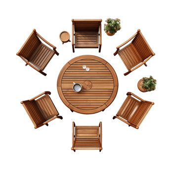 Scene creator top view table and chairs Ai Generative png