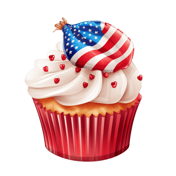 American patriotic themed cupcakes with flag Ai Generative png