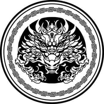 Dragon, vector drawing, chinese dragon, new year, Happy Chinese new year 2024 Zodiac sign, year of the Dragon, Traditional Chinese Dragon. Set of Chinese character translate, vector