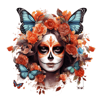 Personal memento mexican dia de muertos day of the dead watercolor Ai Generative png