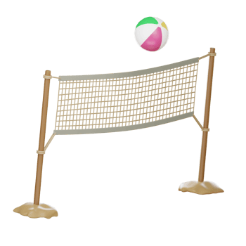 Volleyball net Playing  At the beach in the summer on isolated elements  on white transparent background Illustration PNG 3D Rendering.