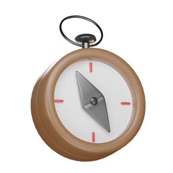 compass cute to travel on isolated elements  on white transparent background Illustration PNG 3D Rendering.