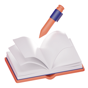 pencil writing in open book on transparent background. 3d rendering. png