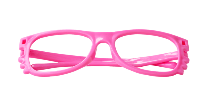 kid toy of beautiful pink plastic glasses for kid playing isolated with clipping path in png file format