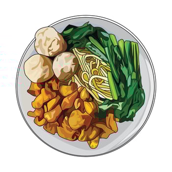 Mie ayam or Chicken noodles from Indonesia vector