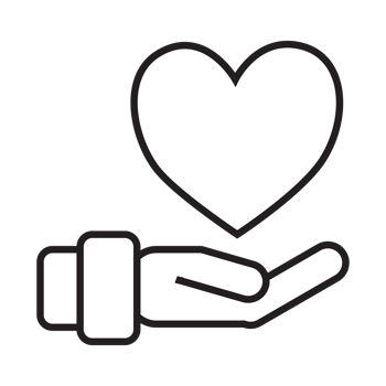 Hand giving love icon transparent background png