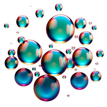 3d render of soap bubbles isolated on translucent background. ai generative png