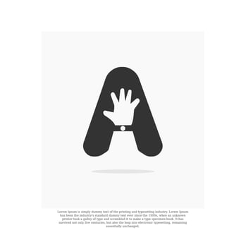 letter A and waving hand logo design template illustration vector
