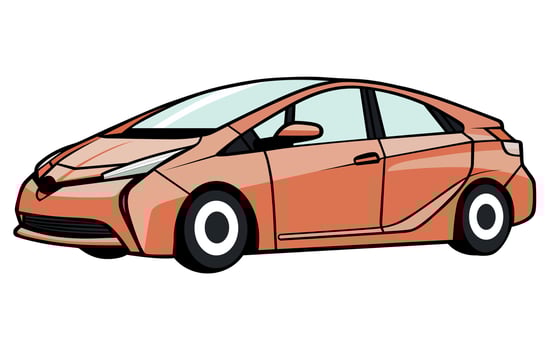 Prius cars vector illustration, Vector illustration of a popular hybrid car,