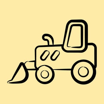 Icon bulldozer. Heavy equipment elements. Icons in hand drawn style. Good for prints, posters, logo, infographics, etc. vector