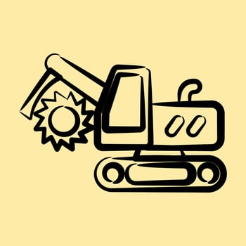 Icon trencher machine. Heavy equipment elements. Icons in hand drawn style. Good for prints, posters, logo, infographics, etc. vector