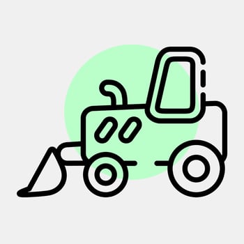 Icon bulldozer. Heavy equipment elements. Icons in color spot style. Good for prints, posters, logo, infographics, etc. vector