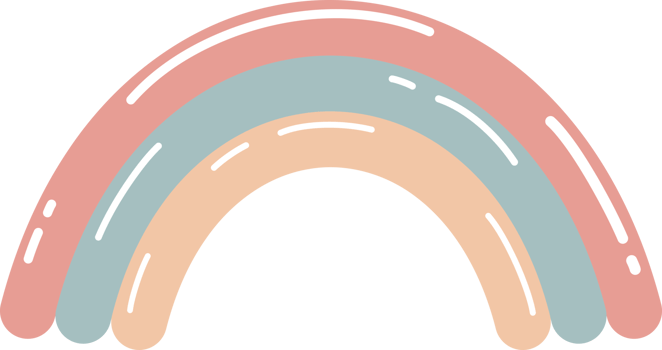 Cute rainbow doodle boho icon png