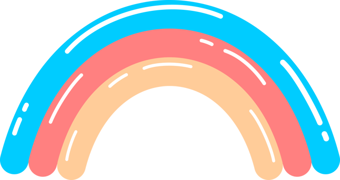 Cute rainbow doodle boho icon png