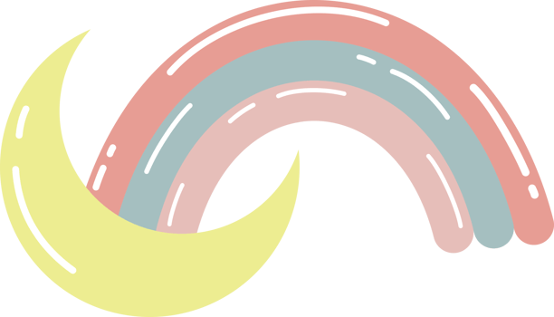 Cute rainbow doodle boho icon png
