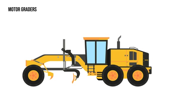 motor grader heavy equipment flat illustration, motor grader heavy equipment Logo Template vector