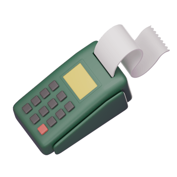 empty card swipe machine cartoon  model business object concept isolated on white transparent Illustration PNG 3D Rendering.