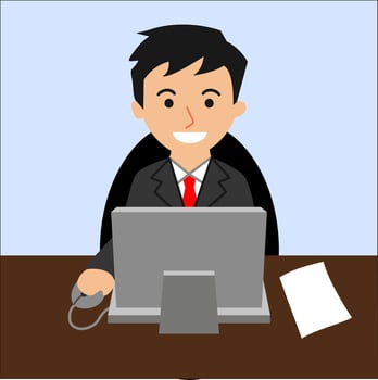 businessman working on laptop vector