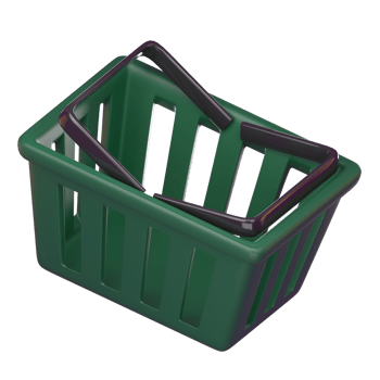 Empty shopping baskets cartoon minimal, discount, promotion, sale,model business object concept isolated on white transparent Illustration PNG 3D Rendering.