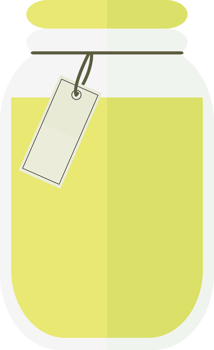 Transparent jar with honey or yellow juice, jam with a label png