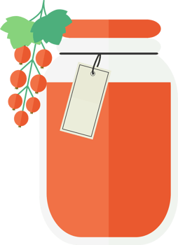 Transparent jar with red ribes jam, juice png