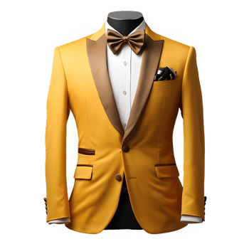 yellow tuxedo suit mockup on transparent background ,businessman suit png ,generative ai