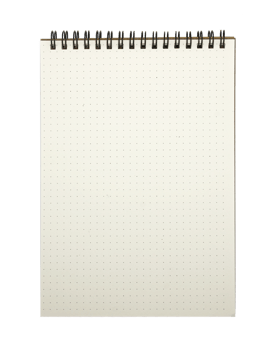 The notebook has a dot point with a looped spine on transparent background png file