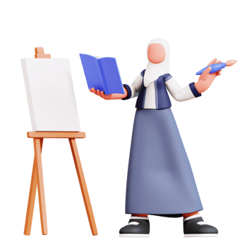 3D Female Character Illustration Education png