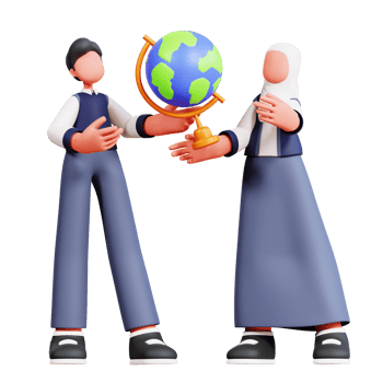 3D Couple Character Illustration Education png