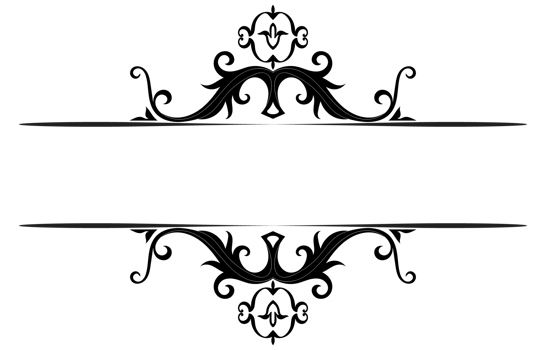 Vintage lines floral scrolls space in the middle for text. png