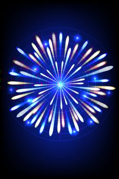Abstract laser radar and firework explosion concept in blue background. vector