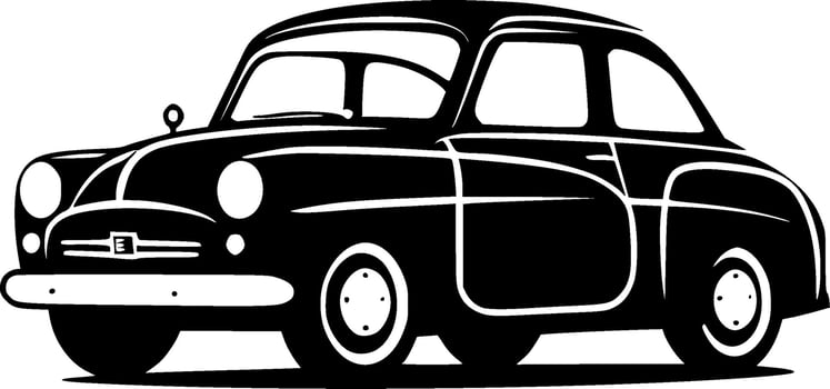 Car - Black and White Isolated Icon - Vector illustration