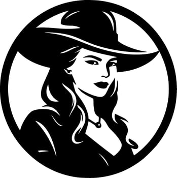 Cowgirl - Black and White Isolated Icon - Vector illustration