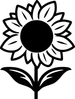 Flower - Black and White Isolated Icon - Vector illustration