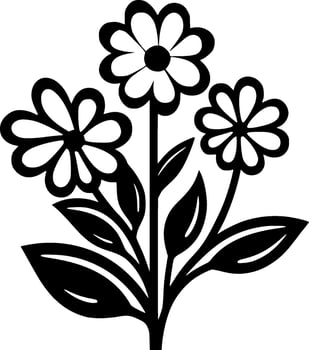 Flowers - Black and White Isolated Icon - Vector illustration