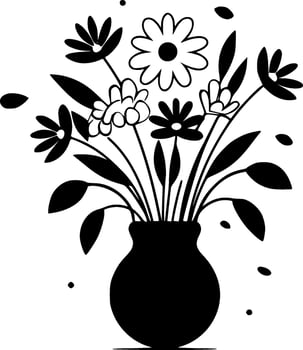Flowers, Black and White Vector illustration