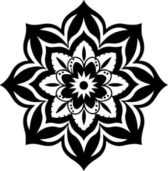Mandala, Black and White Vector illustration
