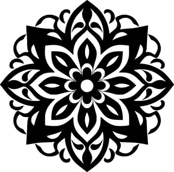 Mandala - Black and White Isolated Icon - Vector illustration
