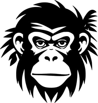 Monkey, Black and White Vector illustration