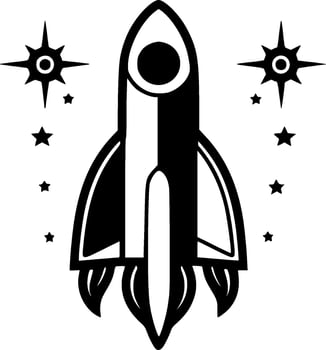 Rocket - Black and White Isolated Icon - Vector illustration