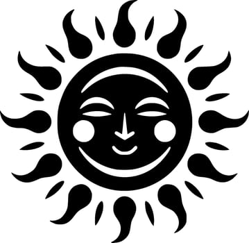 Sun, Black and White Vector illustration