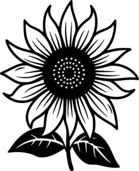 Sunflower - Black and White Isolated Icon - Vector illustration