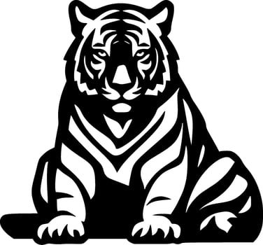 Tiger - Black and White Isolated Icon - Vector illustration