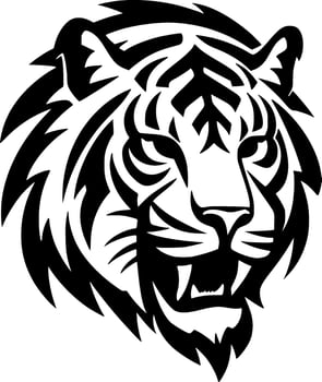 Tiger - Black and White Isolated Icon - Vector illustration