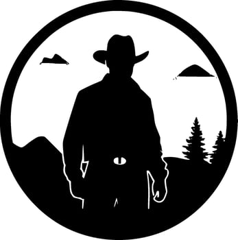 Western, Black and White Vector illustration