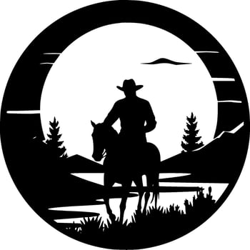 Western - Black and White Isolated Icon - Vector illustration