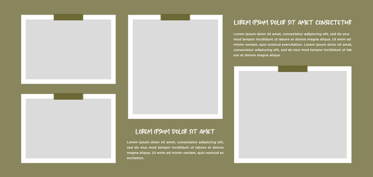 Pictures or photos frame collage. comics page grid layout abstract photo frames and digital photo wall template vector