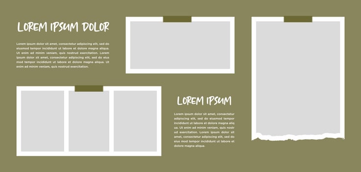 Pictures or photos frame collage. comics page grid layout abstract photo frames and digital photo wall template vector